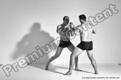 Underwear Martial art Man - Man White Moving poses Athletic Short Brown Dynamic poses Academic